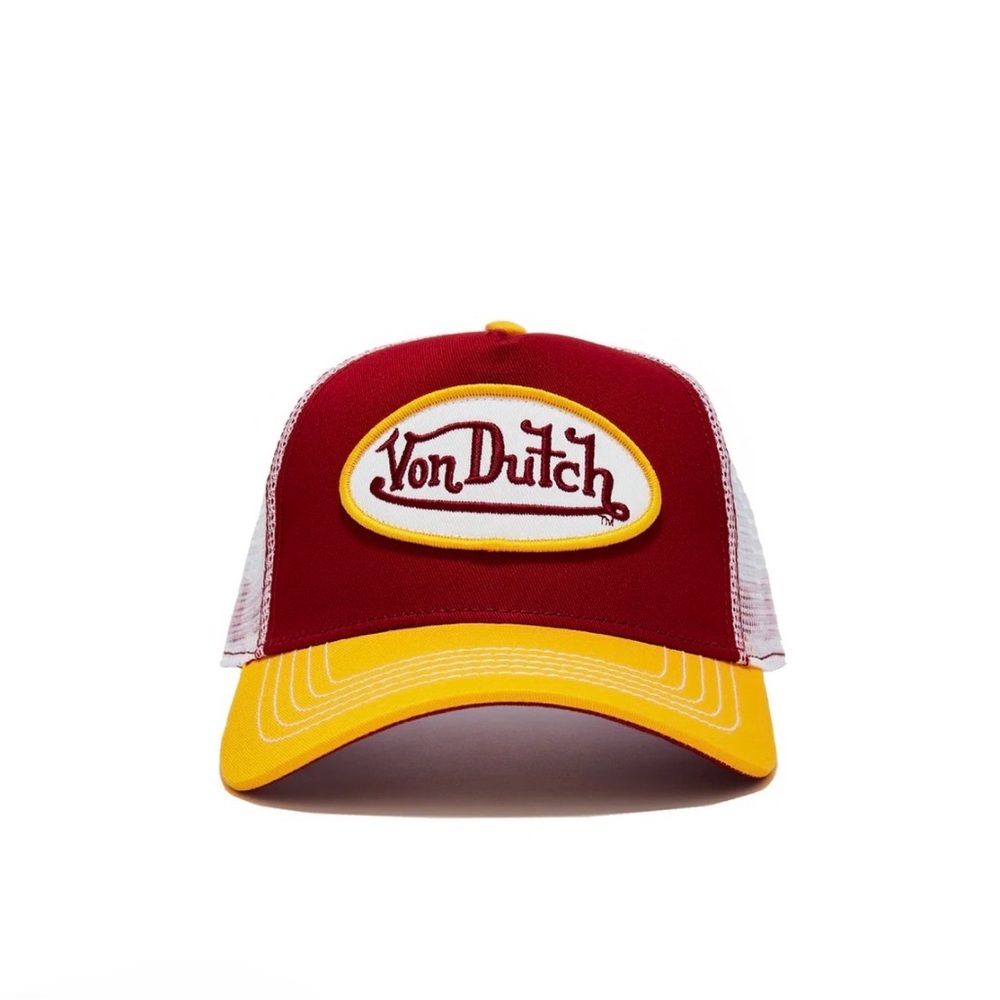 Von Dutch - Yellow & Red Classic Logo Trucker Hat